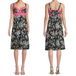 NEW Betsey Johnson Nostalgia Floral Crochet Lace Trim Midi Dress Size Small Boho